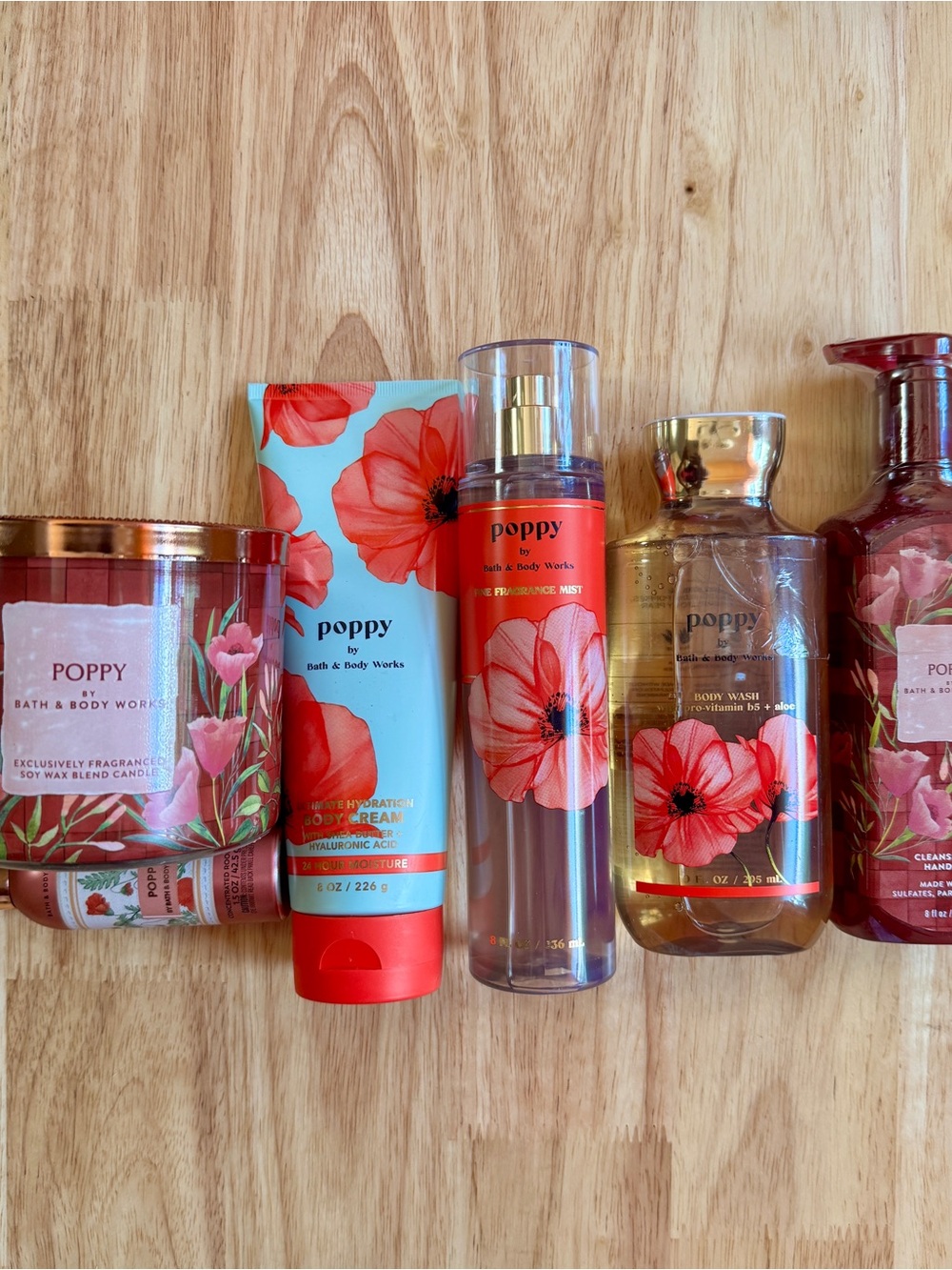 Bath & Body Works Poppy Floral Body Care Curated 6Piece Set - Red & Aqua